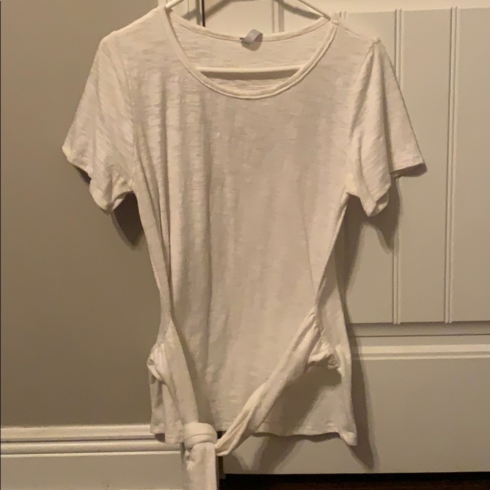 White tee with tie waist